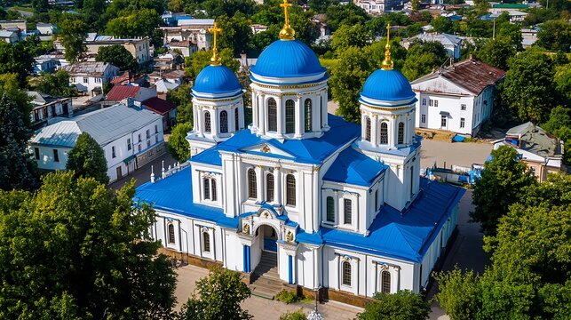 Stunning Aerial View of St. George Cathedral in Kursk City, Russia