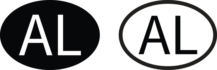 Albania country code icon set in two styles . Albania domain name symbol . Albania abbreviation icon vector