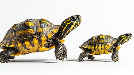 Obraz premium Ultra Realistic Full Body Photograph of Mother Baby Tortoise Together