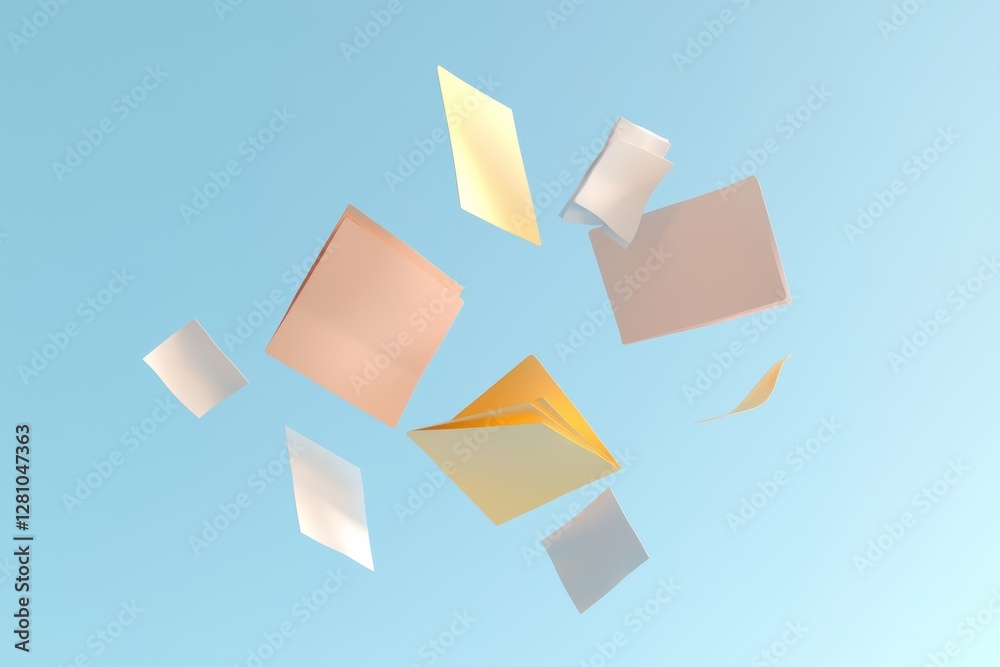 Fototapete the idea of 3d document exchange involves transferring files in encrypted form within folders, conne