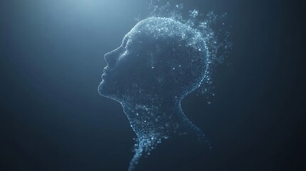 Obraz premium Digital Concept of Machine Learning and Human Intelligence Silhouette