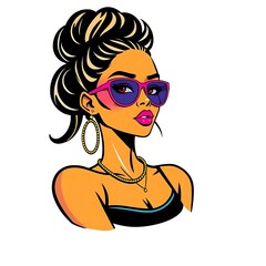 Dynamic Hip Hop Girl Illustration for Trendy T-Shirt Design
