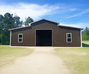 Obraz premium 3d illustration of new metal building.
