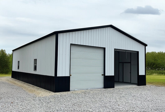 3d illustration of new metal building.