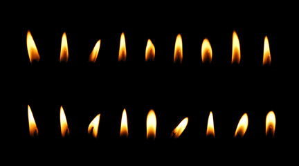 Candlelight and flame Black illustration lights with dark background at night, bright celebration, a funeral with death in a cemetery.