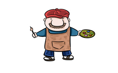 Hand drawn picture of painter