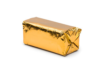 Golden foil bar isolated on white