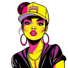 Dynamic Hip Hop Girl Illustration for Trendy T-Shirt Design