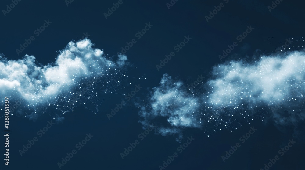 Poster the digital cloud computing technology concept encompasses data upload and transfer, as well as data