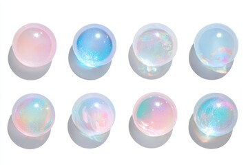 A set of blank round adhesive holographic foil stickers, isolated on a white background, is available as labels