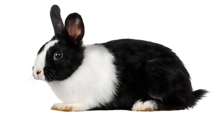 Obraz premium Black and white rabbit isolated on transparent background