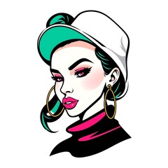 Dynamic Hip Hop Girl Illustration for Trendy T-Shirt Design