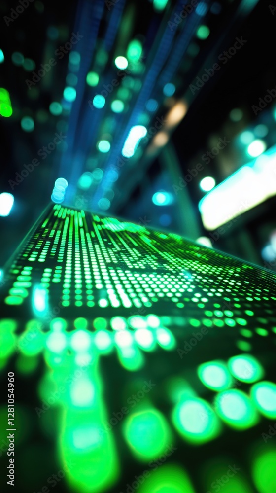 Poster Abstract glowing lights form grid like pattern futuristic and dynamic visual experience