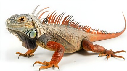 Obraz premium Hyper Realistic Iguana with Spiky Tail and Colorful Scales