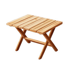 Foldable wooden table isolated on transparent background