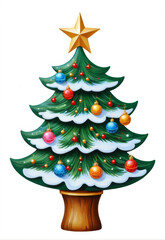 Hand-painted flat Christmas tree original elements