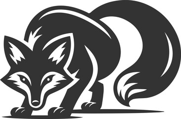 A fox crouching low, stalking something animal vector silhouette