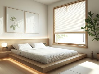 Bedroom featuring simple furnishings and natural light from a window