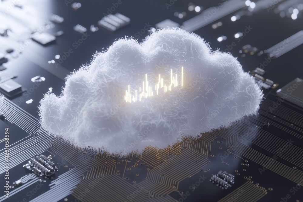 Poster futuristic stock relies on cloud computing for the purpose of storing and transferring big data via 