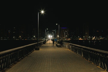 night scene of a sea break in the city Fortaleza in brazil