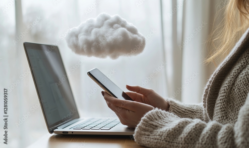 Fototapete exchange information and data via internet cloud technology, which supports a digital document trans