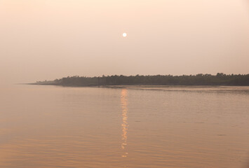 Beautiful mangrove forest of Sundarban tiger reserve during sunset, India
