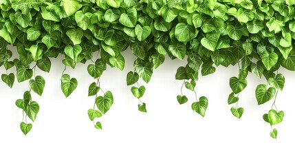 Hanging Green Leaves Isolated on White Background with Clipping Path