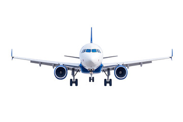 Flying passenger airplane. A white jet plane Isolated on white background