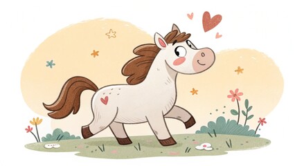 Fototapeta premium Cartoon horse illustration