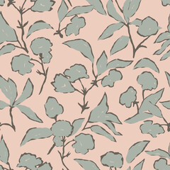 Vector hand drawing botanical floral seamless pattern digital artwork