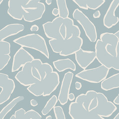 Vector flower with abstract shape motif seamless pattern