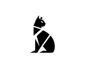 Silhouette Cat logo design icon symbol vector illustration.