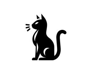 Silhouette Cat logo design icon symbol vector illustration.