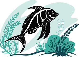 Angelfish in Coral Reef 