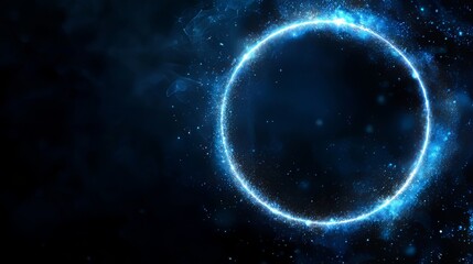 Fototapeta premium Abstract glowing blue ring frame background