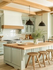 New modern kitchen featuring a rustic decor with island