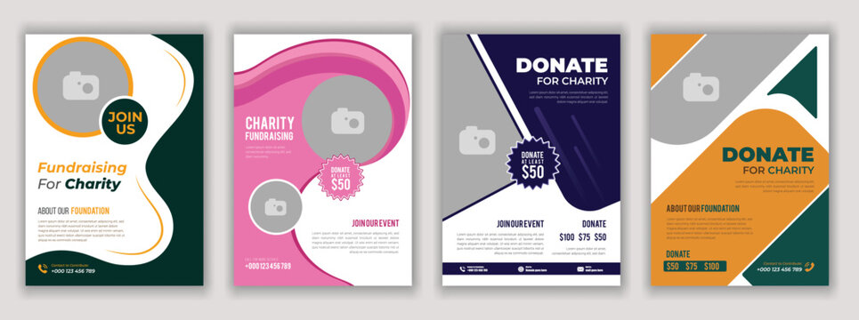 Charity Flyer Template for Nonprofit Organization Fundraising Donations Volunteer Support Community Awareness Social Welfare Event Design for Helping People and Making a Difference banner poster eps.