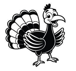 Cute Cartoon Turkey Vector Illustration - Thanksgiving Holiday Design