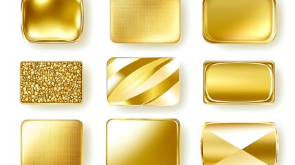 Elegant Golden Stickers and Labels Collection on White Background