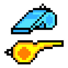 Referee whistle in pixel art style