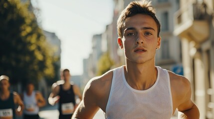 Determined Athlete Running a Race