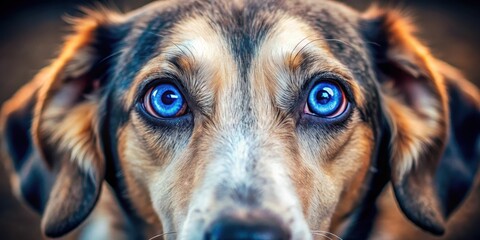 A close-up of a dog's eyes, with the blue irises prominent against the surrounding nose and facial skin, capturing the animal's gaze , adorable pet, animal eyes © chokdeelaw