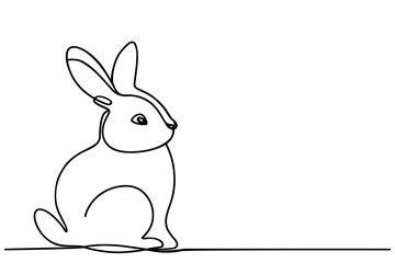 Rabbit in one line. Easter concept. Black line vector illustration