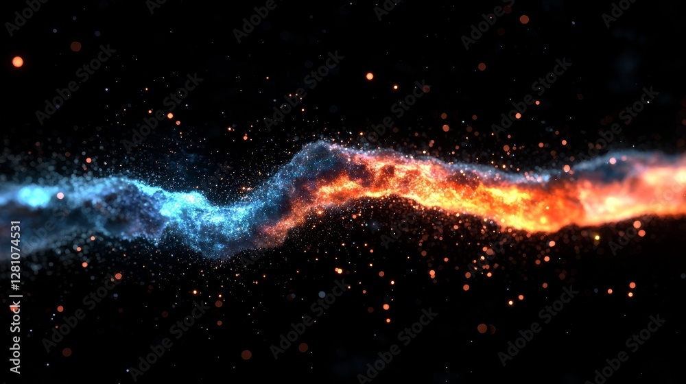 Poster the visualization of a machine learning algorithm is represented by a glowing digital wave character