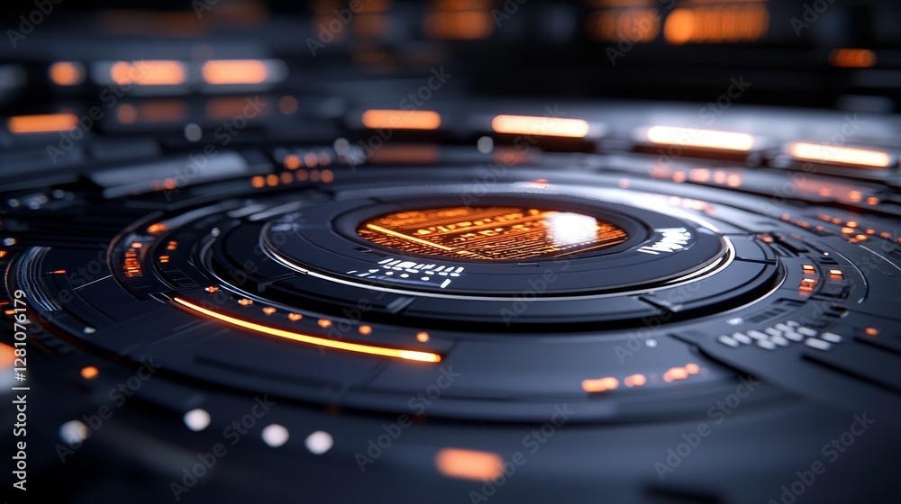Poster a visualization of a futuristic ai-powered quantum computer featuring neon circuitry, data flow, and