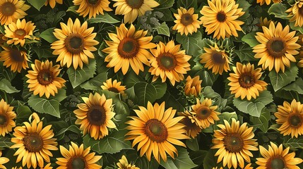 cheerful pattern showcasing sunflowers in full bloom