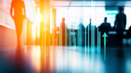 A modern office area embraces green architecture, with a strong emphasis on sustainable development and business talks