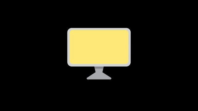Blank yellow computer screen 3d animation 