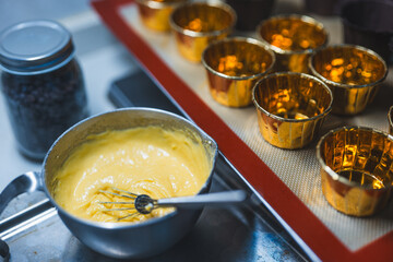 Home preparation of chocolate cakes and brownies using egg flour, chocolate chips, holiday activity, happiness, low sugar healthy lifestyle