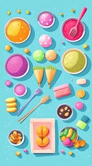 Holi Celebration Flat Lay with Colorful Accessories and Powder, Holi 